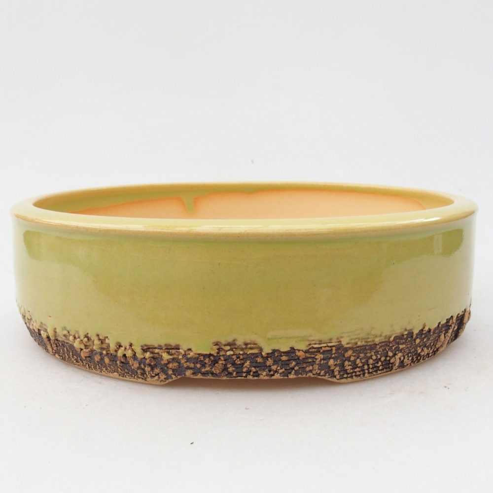 Keramik-Bonsaischale 19 x 19 x 5 cm, Farbe grün