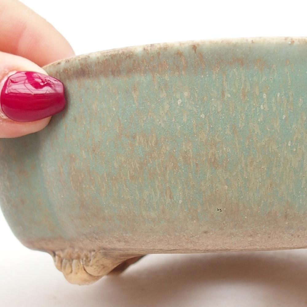 Bonsaischale aus Keramik 13,5 x 13 x 5 cm, Farbe Grün