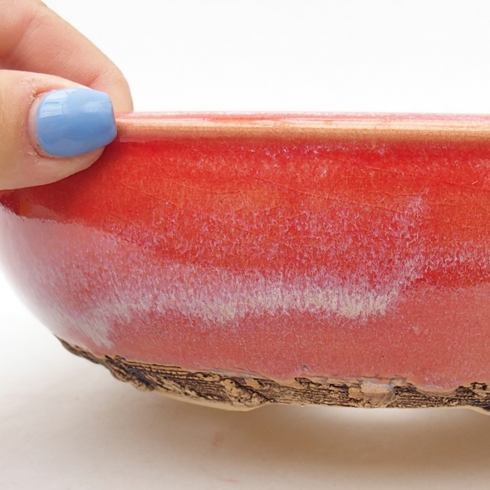 Keramik-Bonsaischale 18,5 x 18,5 x 5,5 cm, Farbe Rot