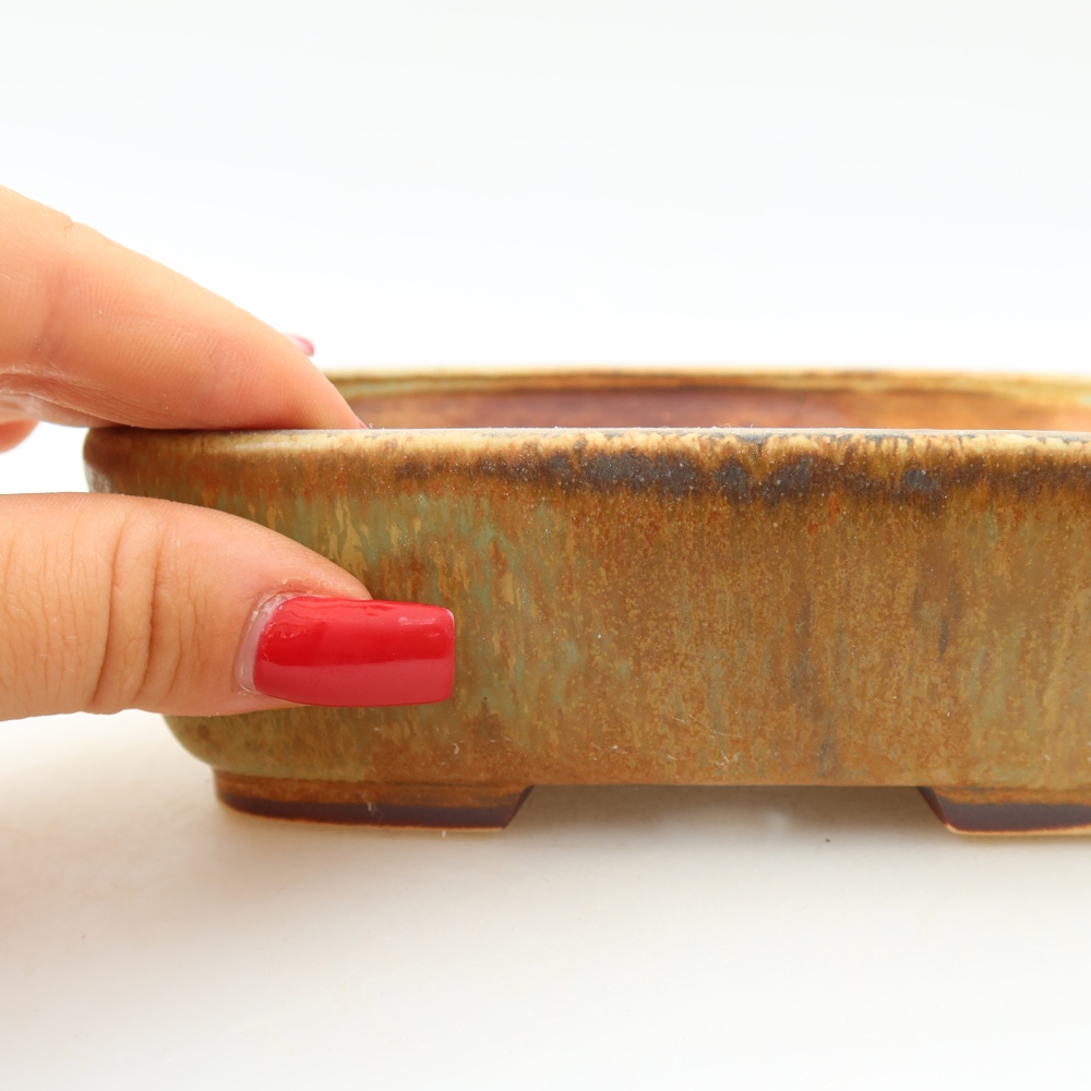 Keramik-Bonsai-Schale, 14 x 11,5 x 4,5 cm, Farbe: grün