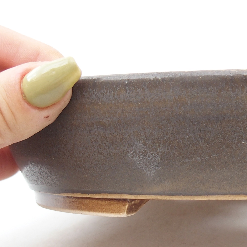 Keramik-Bonsaischale 20,5 x 18,5 x 4 cm, Farbe braun