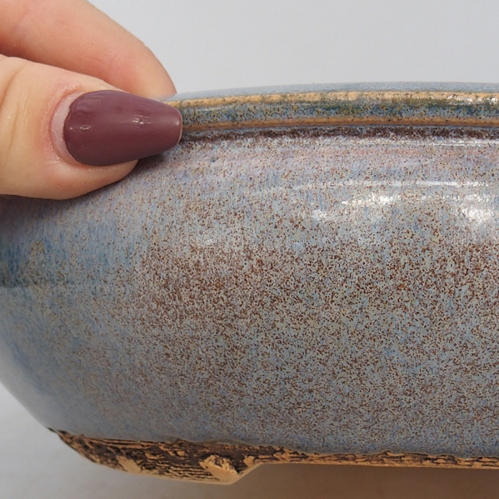 Keramik-Bonsaischale 18,5 x 18,5 x 6,5 cm, Farbe blau