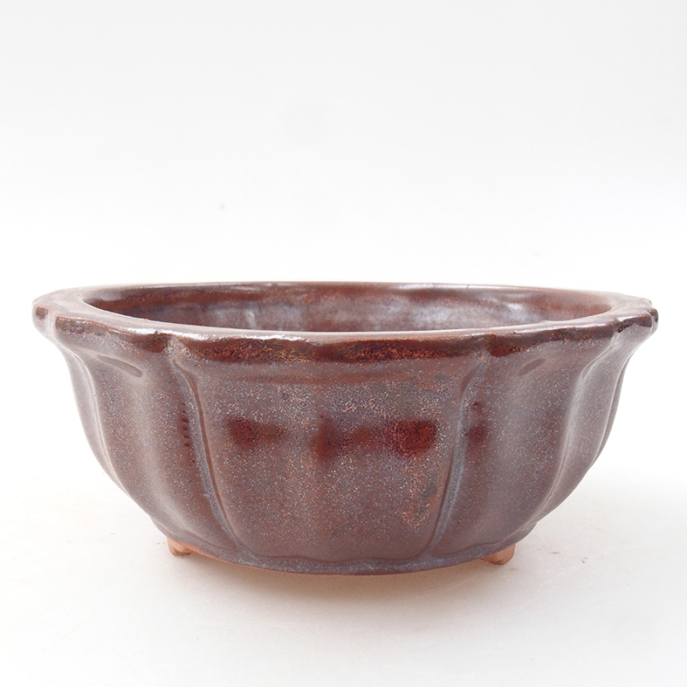 Keramik-Bonsaischale 11 x 11 x 5 cm, Farbe braun