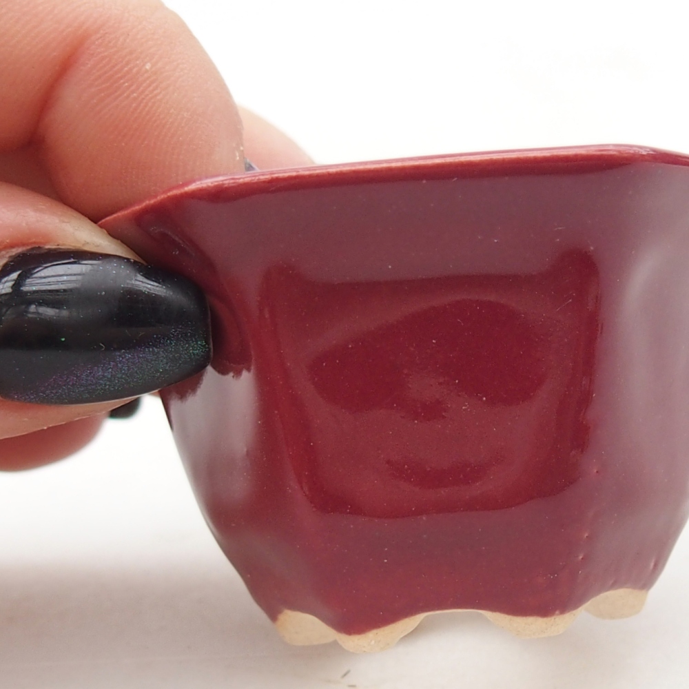 Mini-Bonsaischale 5,5 x 5 x 3 cm, bordeauxrot