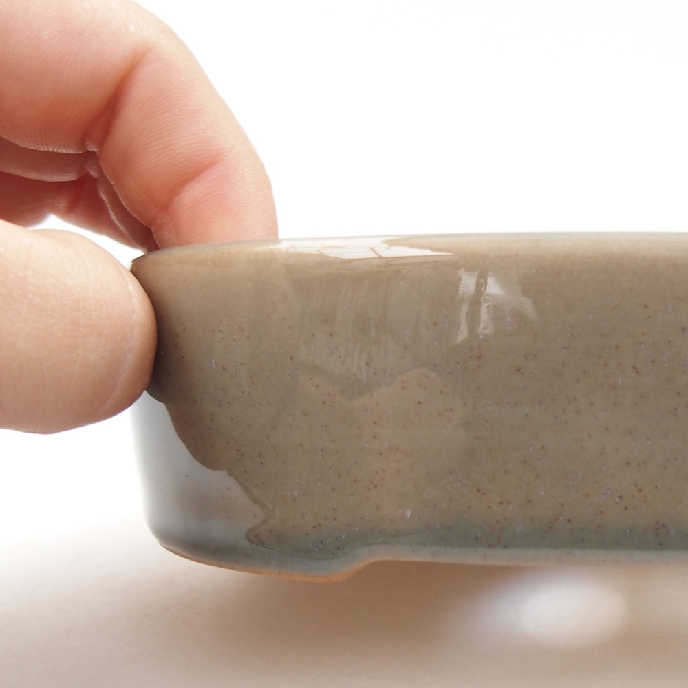 Keramik-Bonsaischale 13 x 10 x 4 cm, Farbe grau