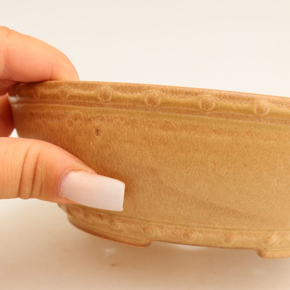 Keramik-Bonsai-Schale, 17,5 x 17,5 x 5,5 cm, Farbe: Beige