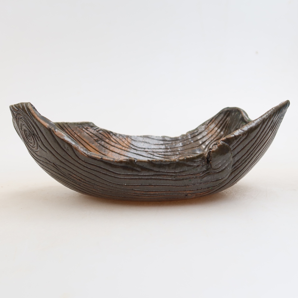 Keramikschale  16,5 x 11 x 6 cm, Farbe: braun-grün