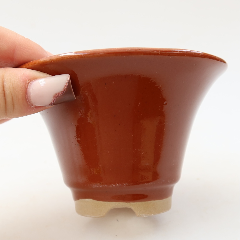 Keramik-Bonsai-Schale, 10,5 × 10,5 × 7 cm, Farbe: braun