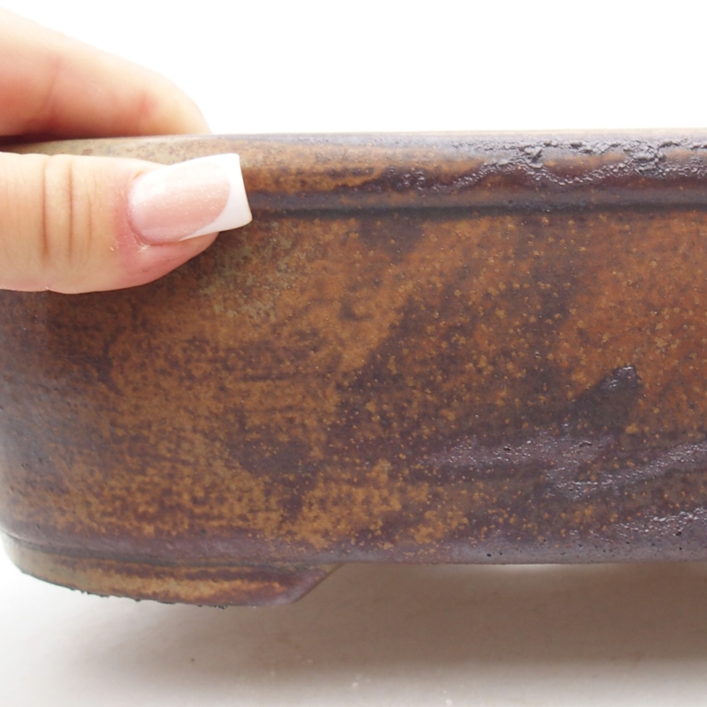 Bonsaischale aus Keramik 32 x 25 x 8 cm, Farbe braun-grün