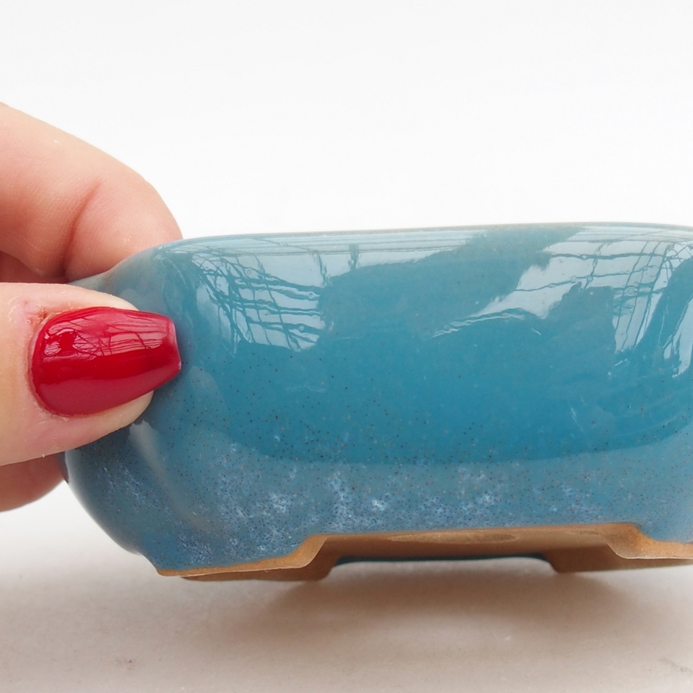 Bonsaischale aus Keramik 10,5 x 9 x 3,5 cm, Farbe blau