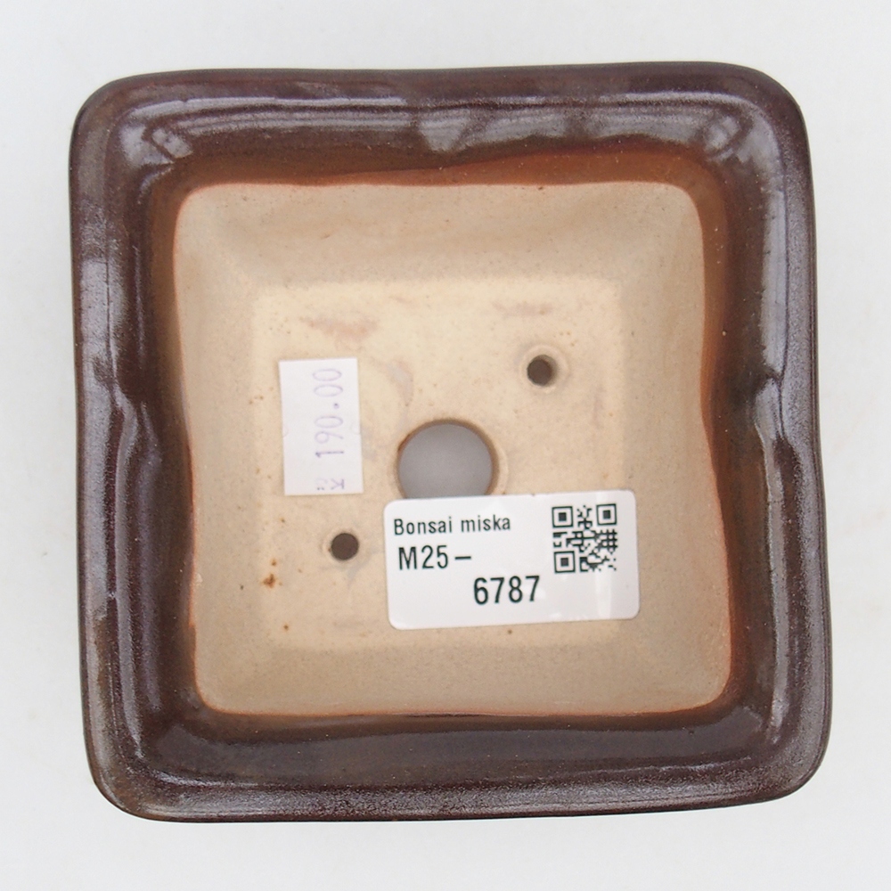 Bonsaischale aus Keramik 10 x 10 x 6 cm, bordeauxrot