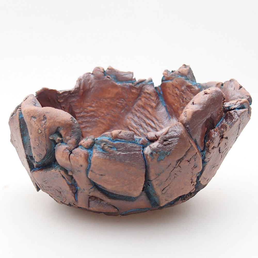 Keramikschale 11,5 x 11 x 7,5 cm , Farbe blau