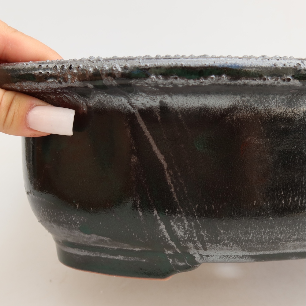 Keramik-Bonsai-Schale, 30,5 x 25,5 x 10,5 cm, Farbe: grün