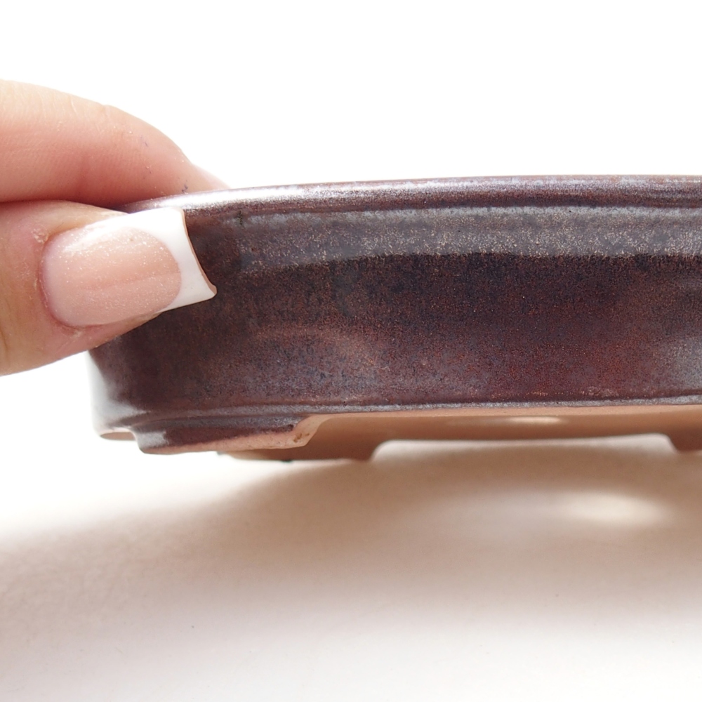 Bonsaischale aus Keramik 13 x 10,5 x 3 cm, Farbe burgunderrot