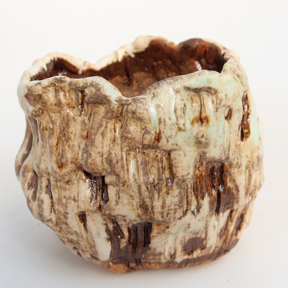 Keramikschale  7 x 7 x 6,5 cm, Farbe: weiß-braun
