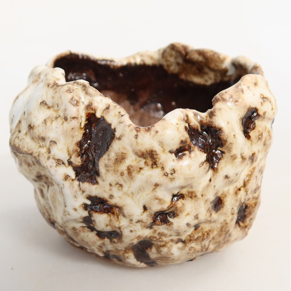 Keramikschale  7,5 x 7,5 x 6 cm, Farbe: weiß-braun