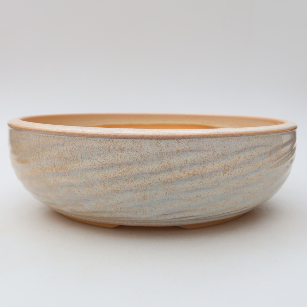 Keramik-Bonsai-Schale, 25,5 x 25,5 x 7,5 cm, Farbe: Beige
