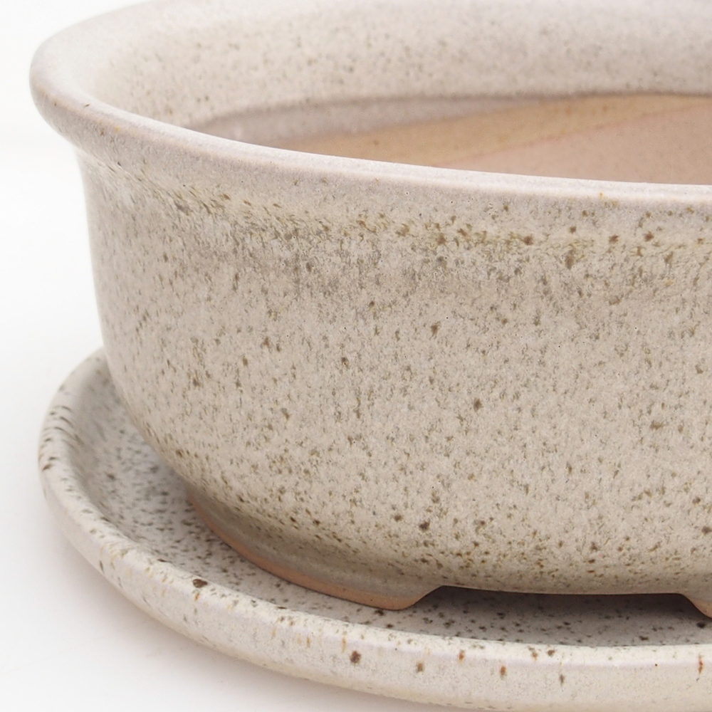 Bonsaischale + Untertasse H30 - 12 x 10,5 x 5,5 cm - beige