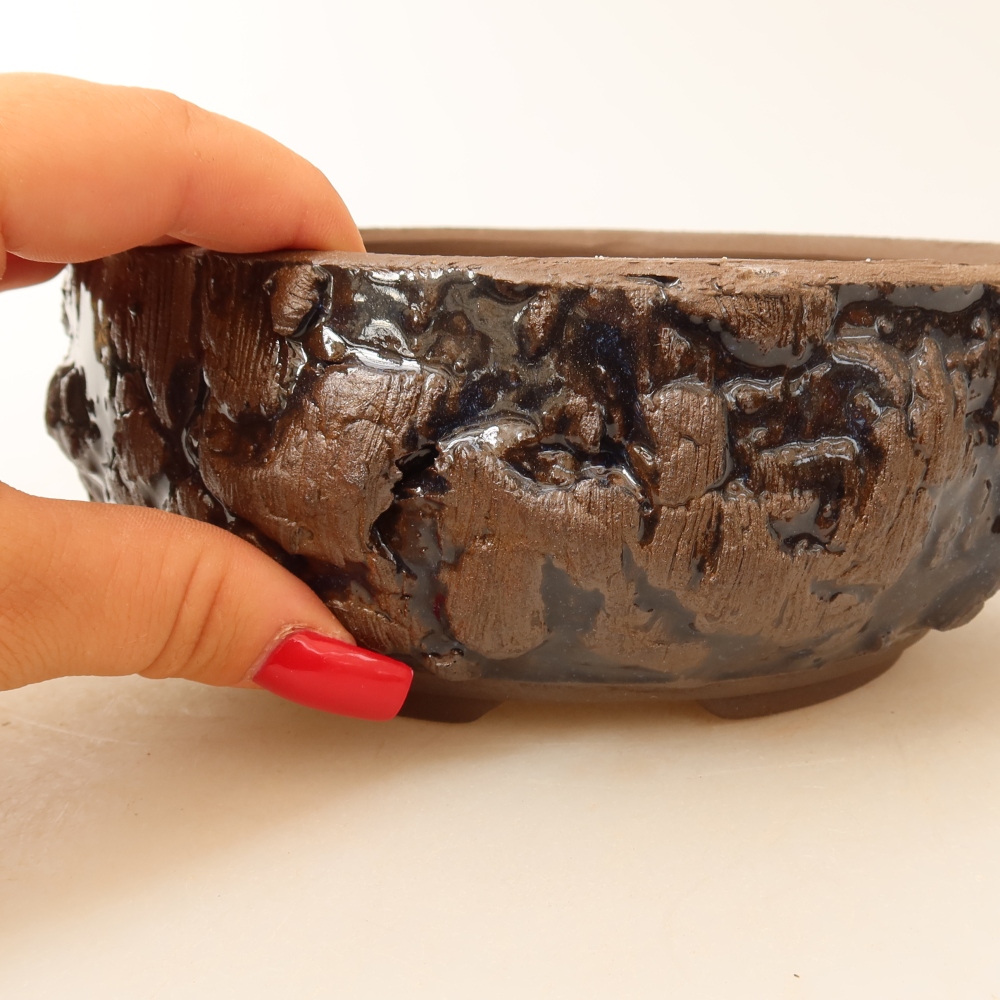 Keramik-Bonsai-Schale, 16 x 16 x 6,5 cm, Farbe: braun
