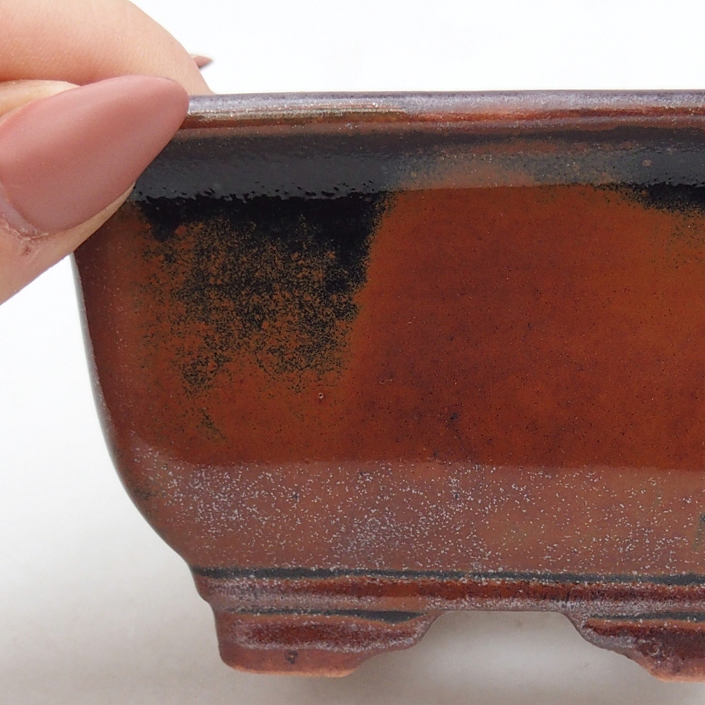 Bonsaischale aus Keramik 10 x 10 x 6 cm, bordeauxrot