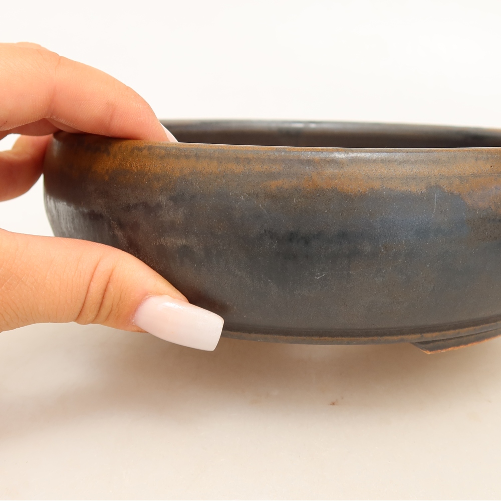 Keramik-Bonsai-Schale, 17 x 17 x 5,5 cm, Farbe: braun