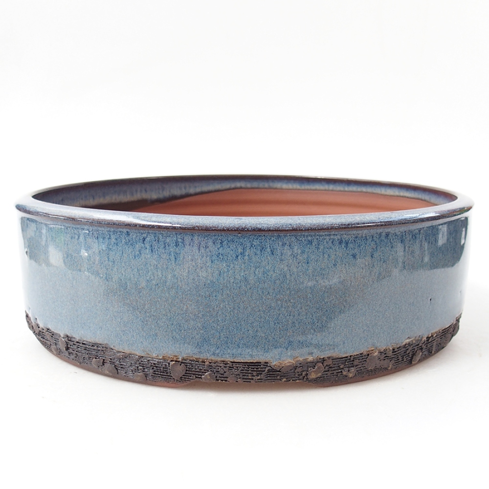 Keramik-Bonsaischale 24 x 24 x 7 cm, Farbe blau