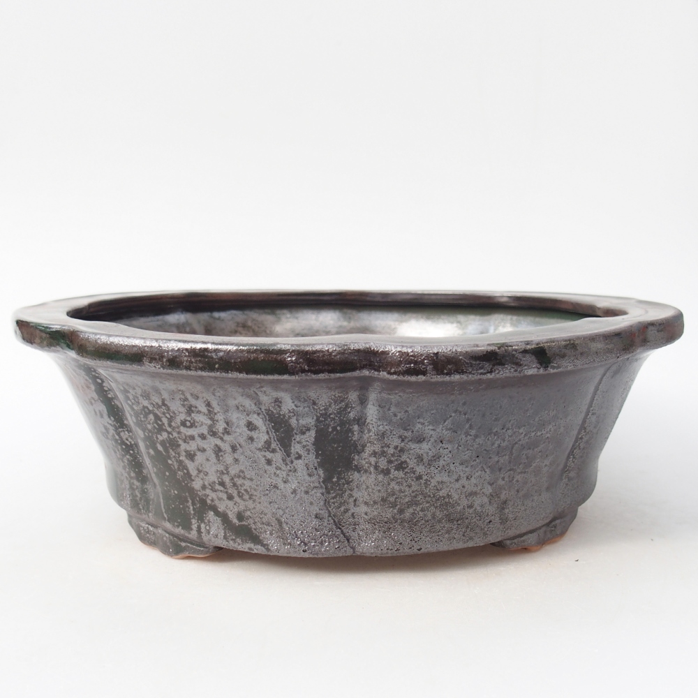 Bonsaischale aus Keramik 26 x 26 x 8,5 cm, metallisch grün