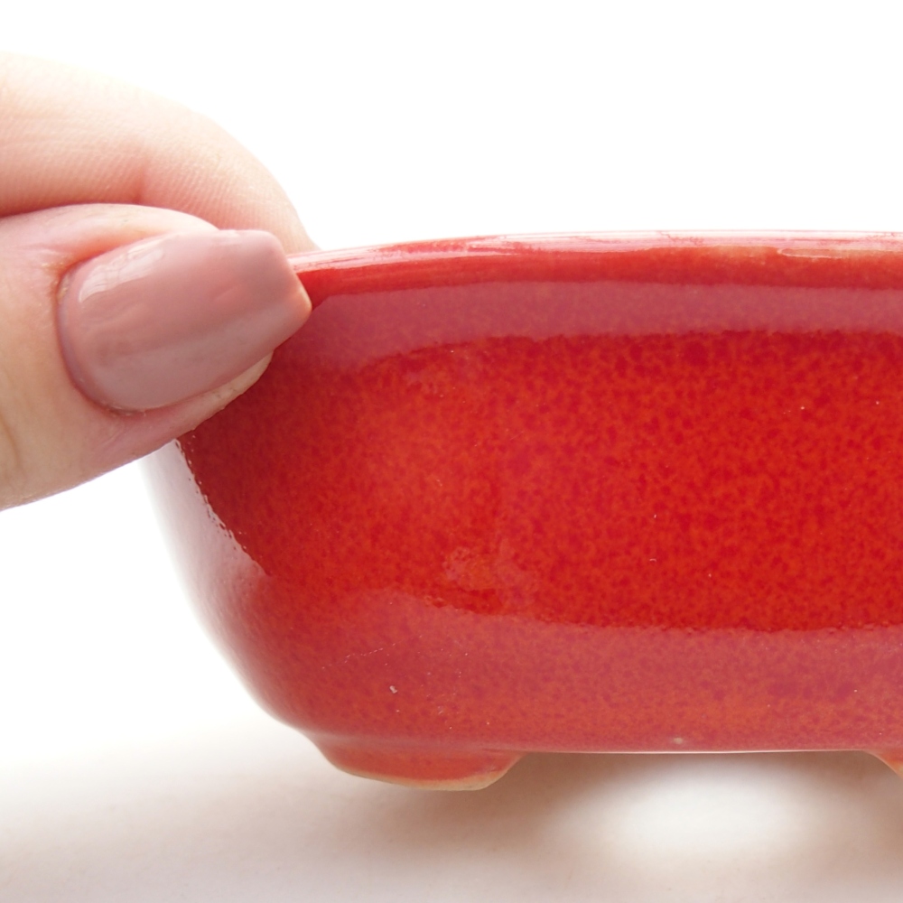 Bonsaischale aus Keramik 11 x 8,5 x 4 cm, Farbe rot