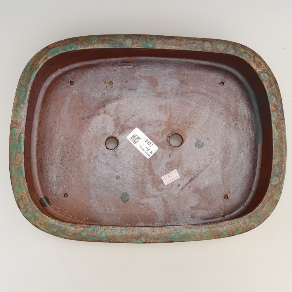 Bonsaischale aus Keramik 32 x 24,5 x 6,5 cm, Farbe braun-grün