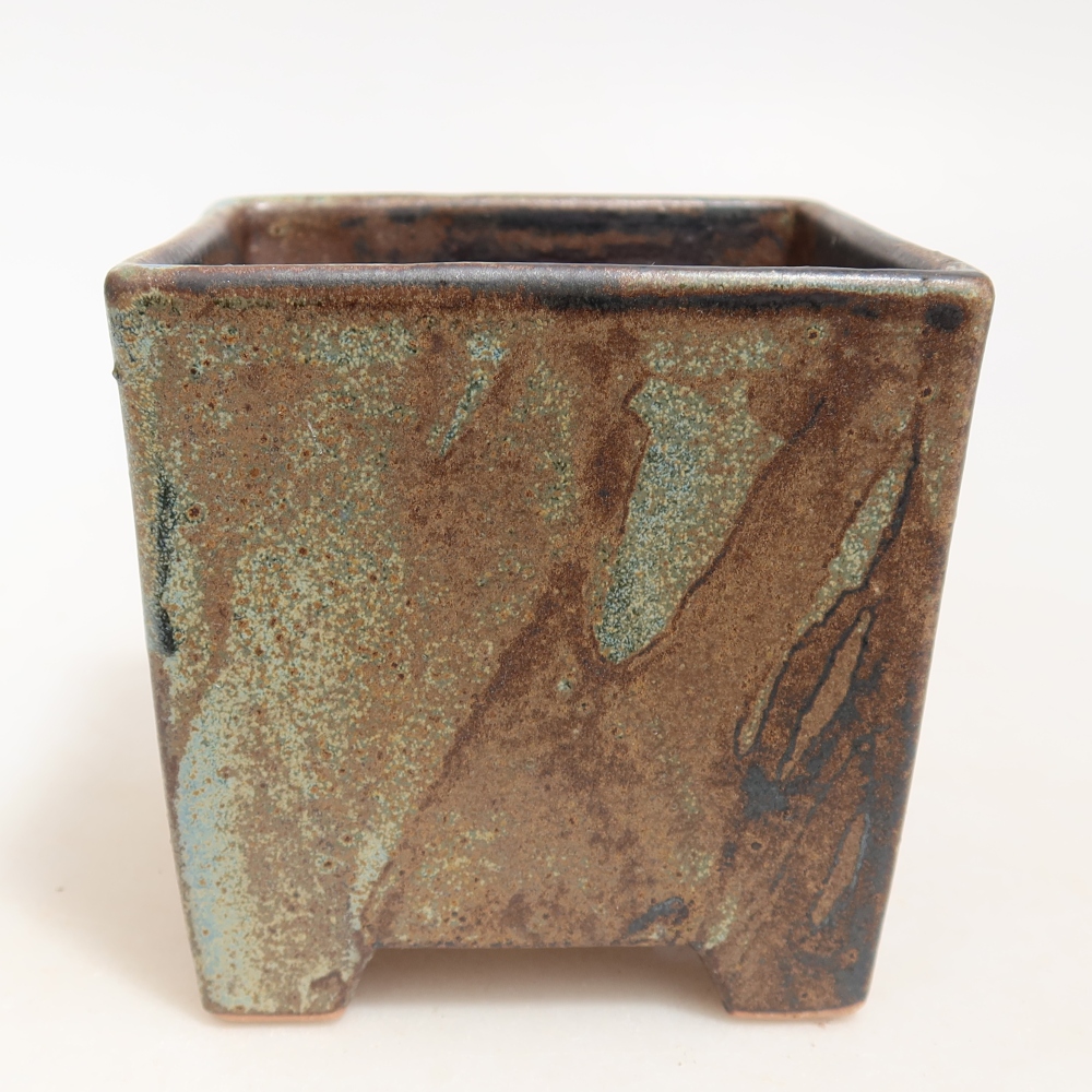 Keramik-Bonsai-Schale 9 x 9 x 8,5 cm, Farbe: braun-grün