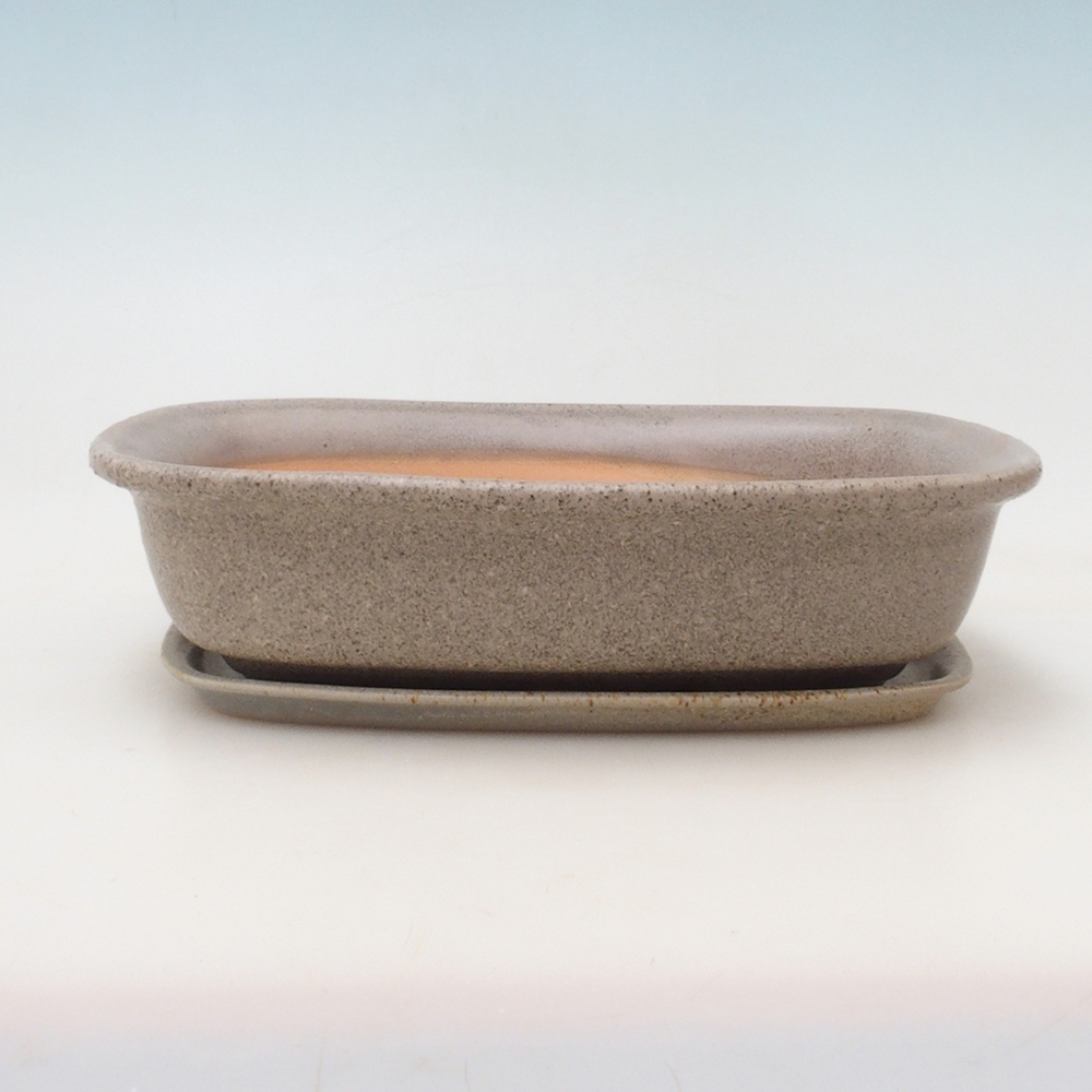 Bonsai-Schale + Unterschale H09 – 30 x 23 x 7,5 cm – beige