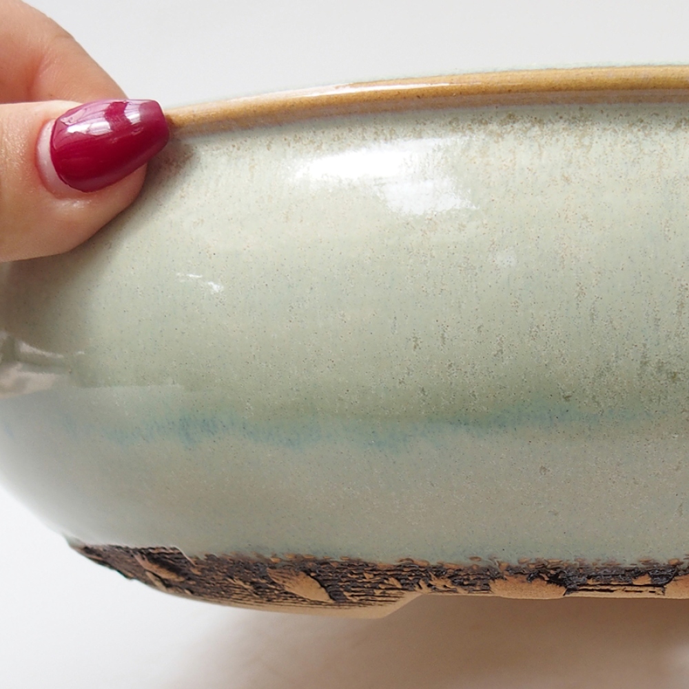 Keramik-Bonsaischale 27 x 27 x 7 cm, Farbe Grün