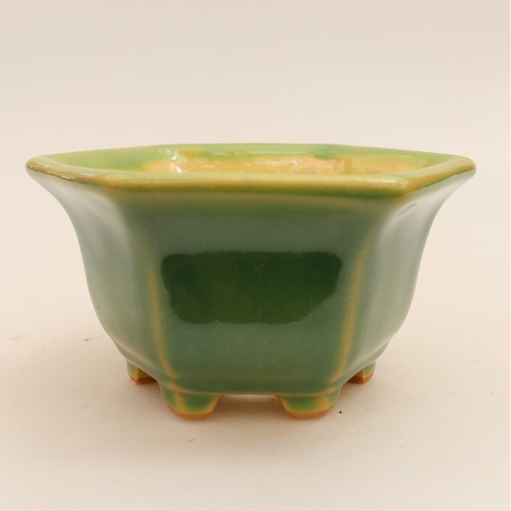 Keramik-Bonsai-Schale 10,5 x 9,5 x 5,5 cm, Farbe: grün