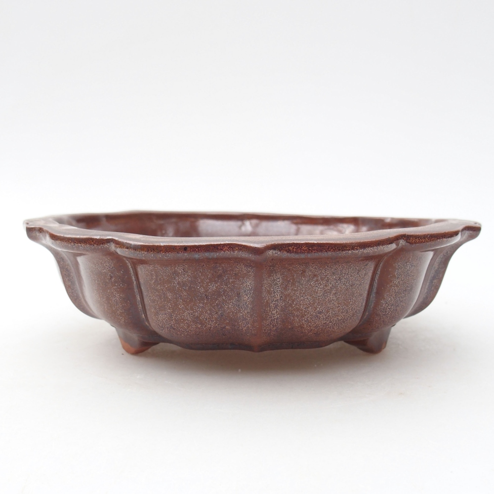 Keramik-Bonsaischale 18,5 x 18,5 x 5 cm, Farbe braun