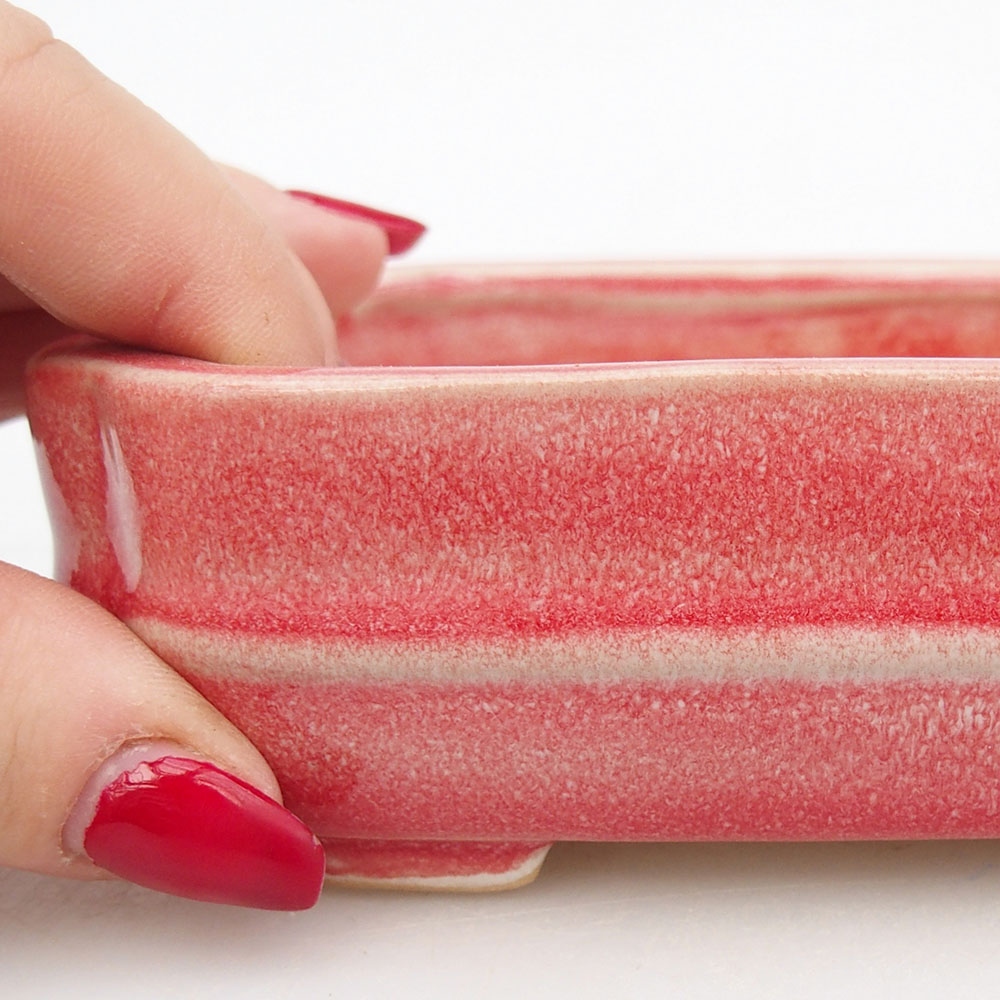 Bonsaischale aus Keramik 12 x 10,5 x 4 cm, Farbe rot