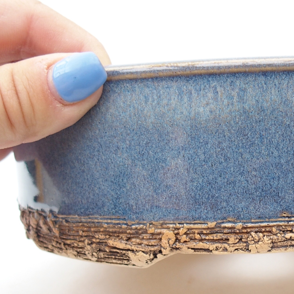 Keramik-Bonsai-Schale 18,5 x 18,5 x 5,5 cm, Farbe blau