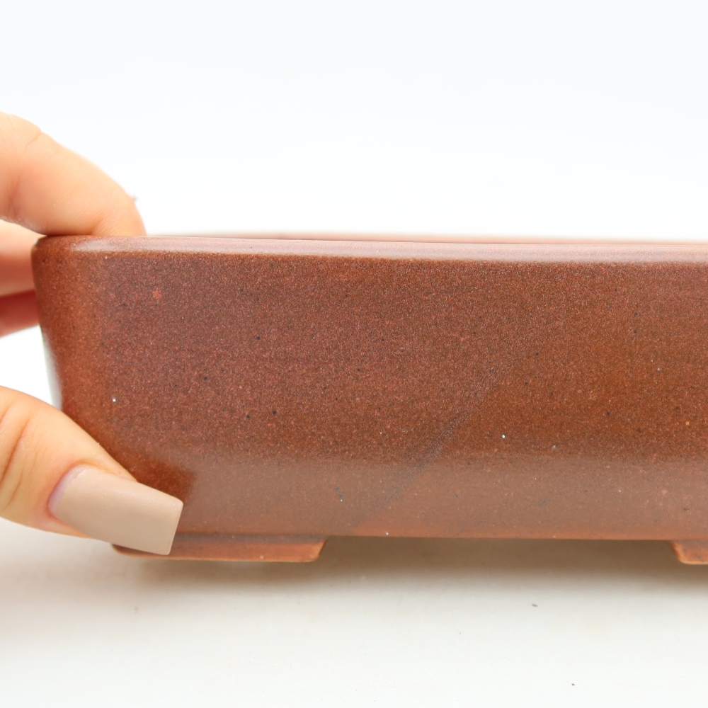 Keramik-Bonsai-Schale 16 x 10,5 x 5,5 cm, Farbe: weinrot