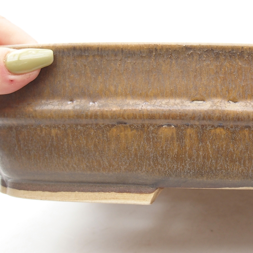 Keramik-Bonsaischale 29 x 23,5 x 7  cm, Farbe braun