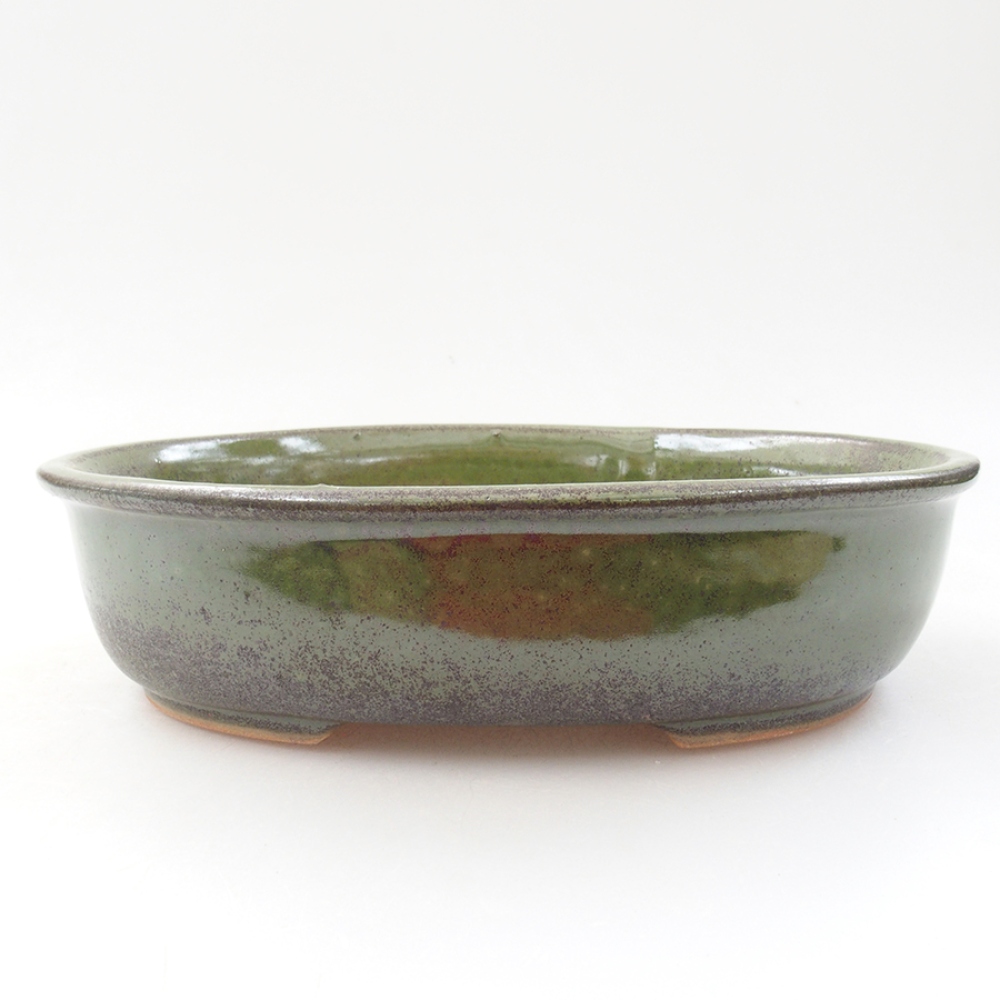 Keramik-Bonsaischale 18,5 x 14,5 x 5 cm, Farbe Grün