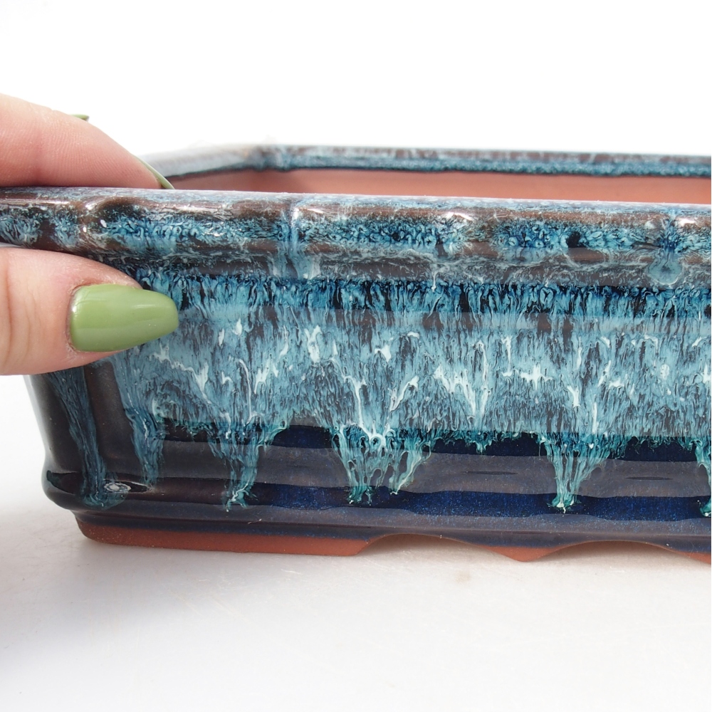 Schale 32 x 22,5 x7 cm blau und weiß