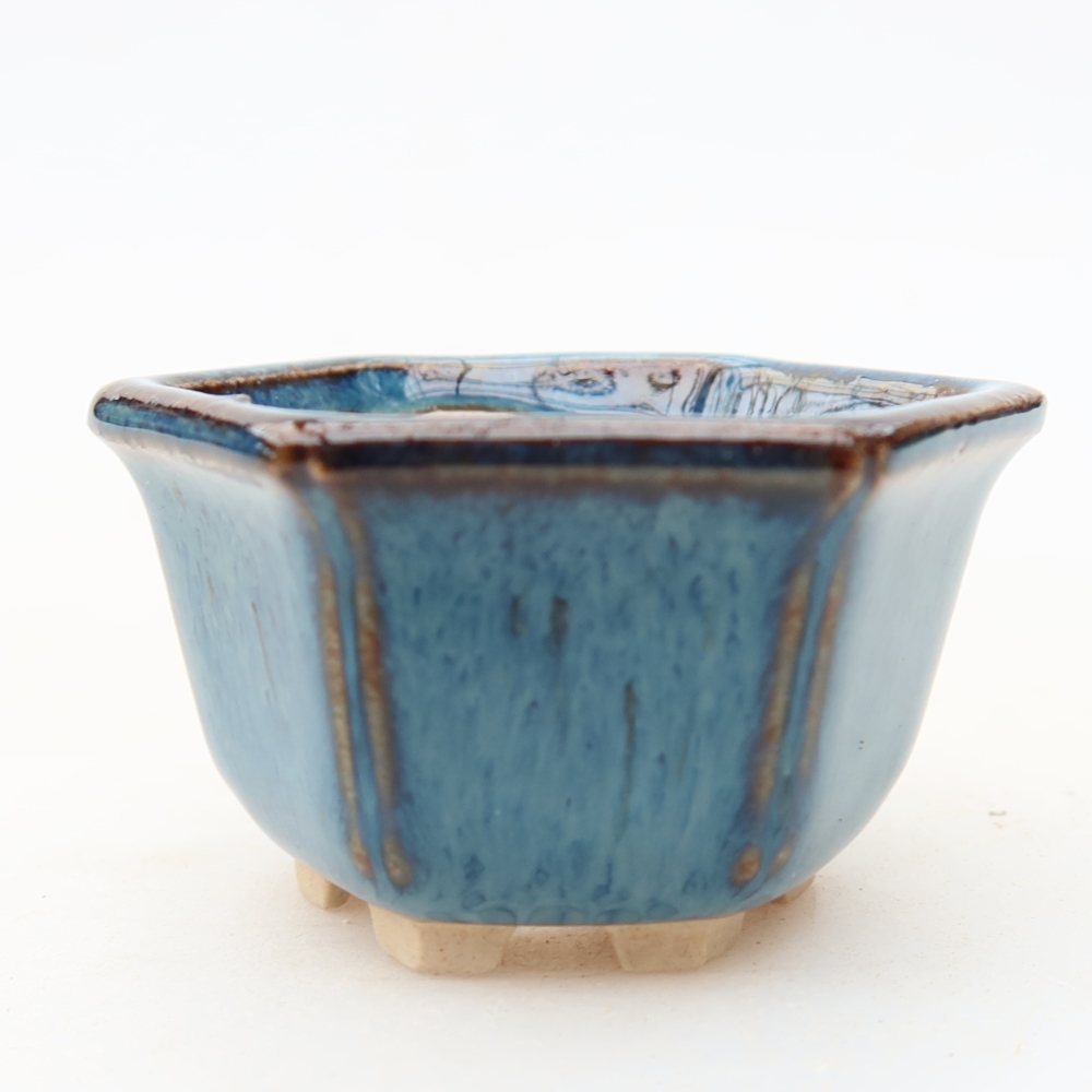 Keramik-Bonsai-Schale, 5,5 × 5 × 3 cm, Farbe: Blau