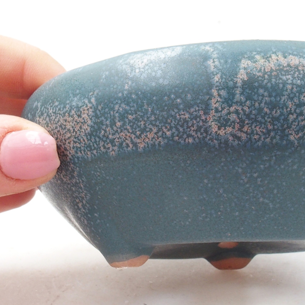 Keramik-Bonsaischale 11 x 11 x 5 cm, Farbe blau
