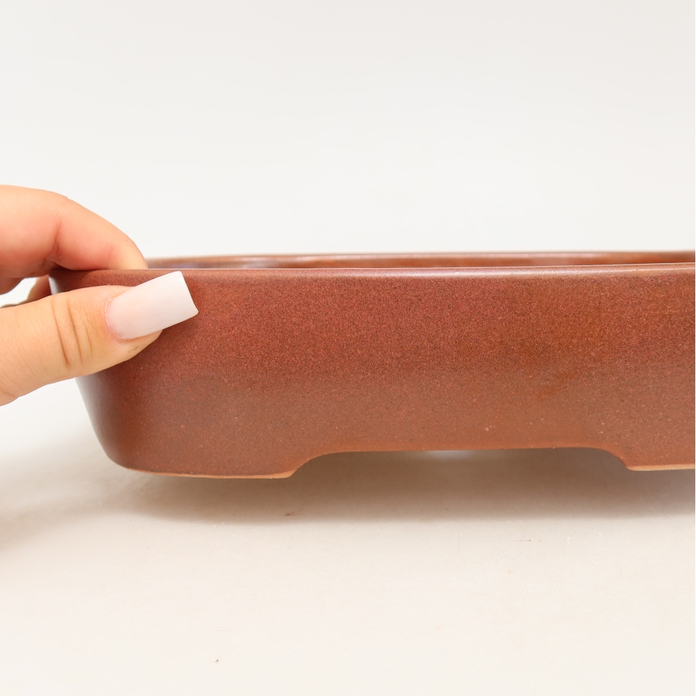 Bonsaischale aus Keramik 23 x 18 x 5,5 cm, bordeauxrot