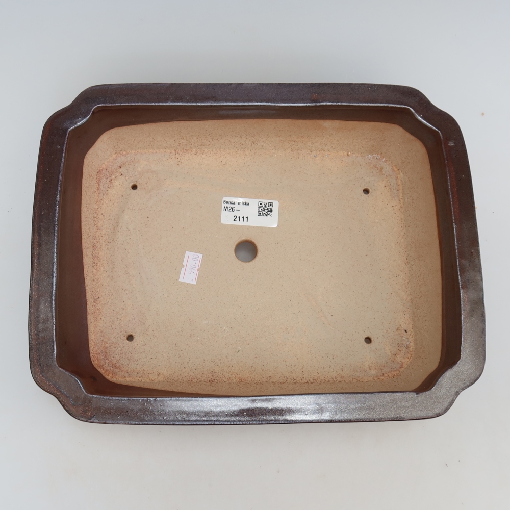 Keramik-Bonsai-Schale 27,5 x 21,5 x 7 cm, Farbe: weinrot