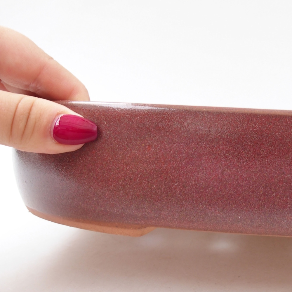 Keramik-Bonsaischale 25,5 x 22 x 8 cm, Farbe Burgunder
