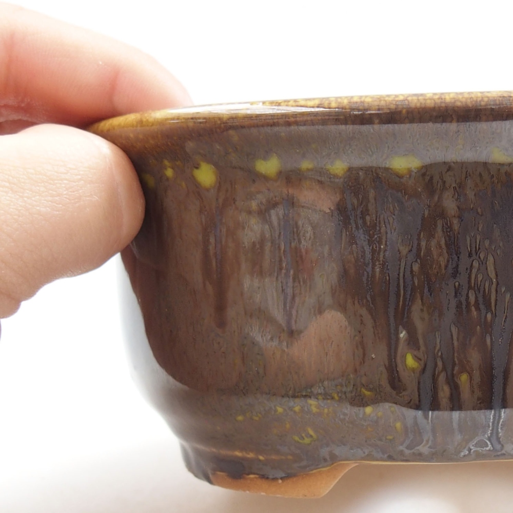 Keramik-Bonsaischale 12,5 x 10,5 x 5,5 cm, Farbe gelb