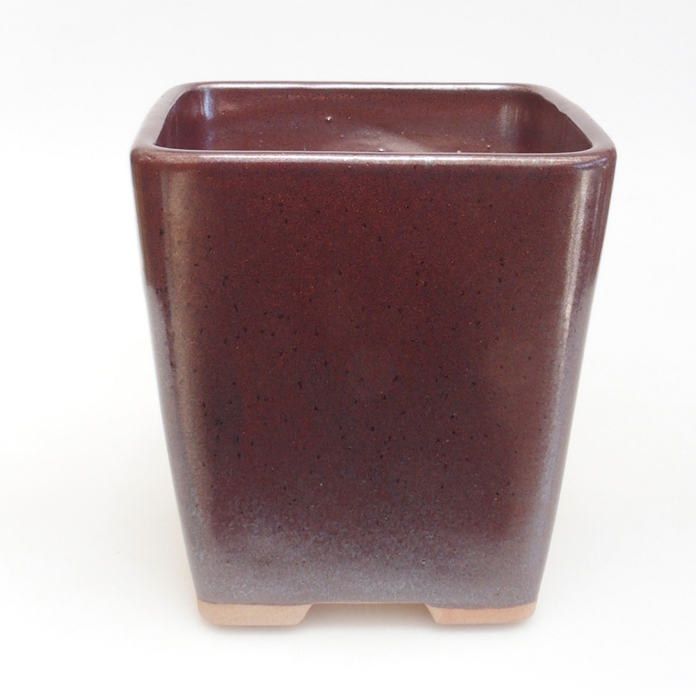 Keramik-Bonsaischale 13,5 x 13,5 x 14,5 cm, Farbe braun