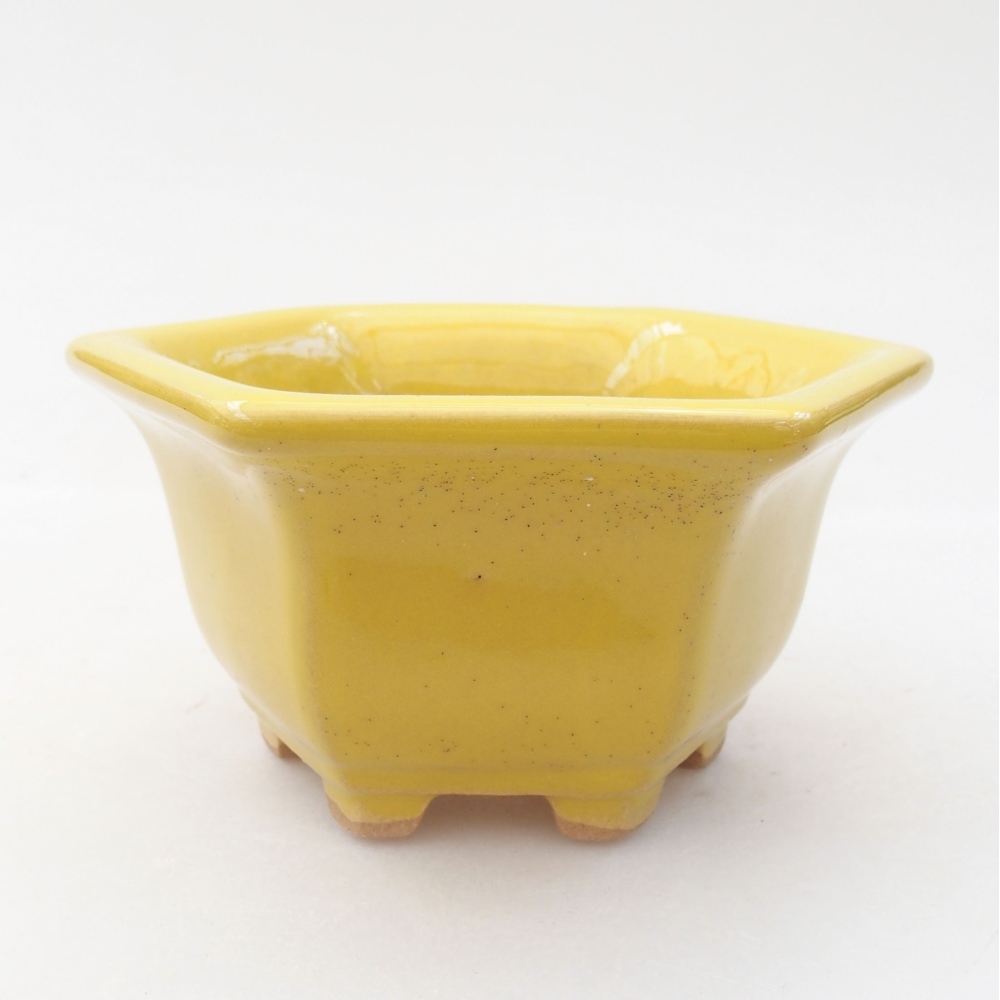 Keramik-Bonsaischale 10,5 x 9,5 x 5,5 cm, Farbe Gelb
