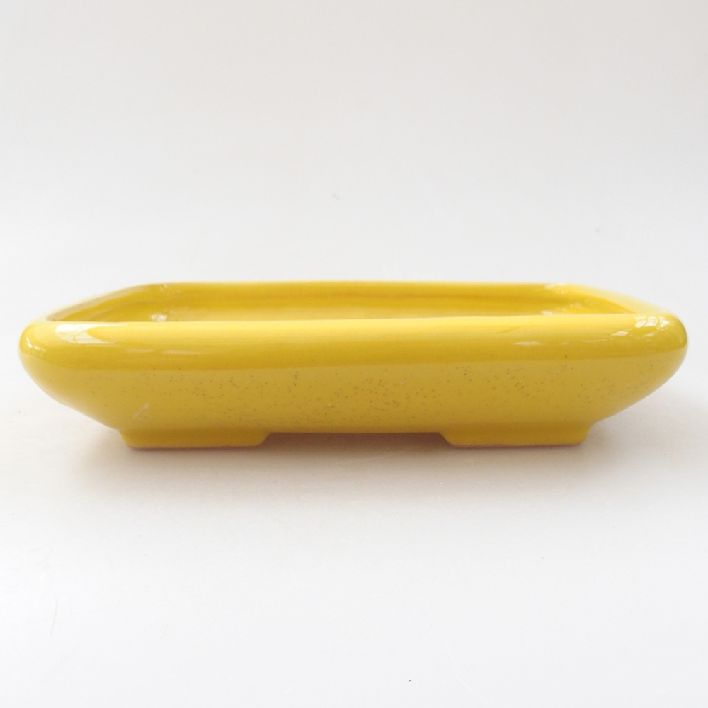 Keramik-Bonsaischale 17 x 13,5 x 3,5 cm, Farbe gelb