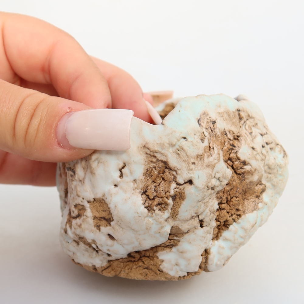 Keramikschale  7 x 7 x 6 cm, Farbe: weiß-braun